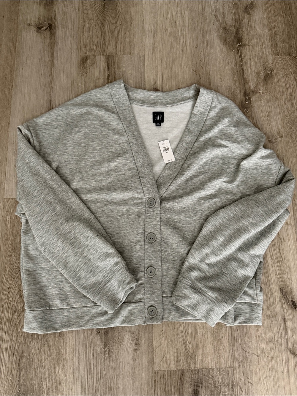 GAP Women's Heather Gray Button-Up V-Neck Cardigan